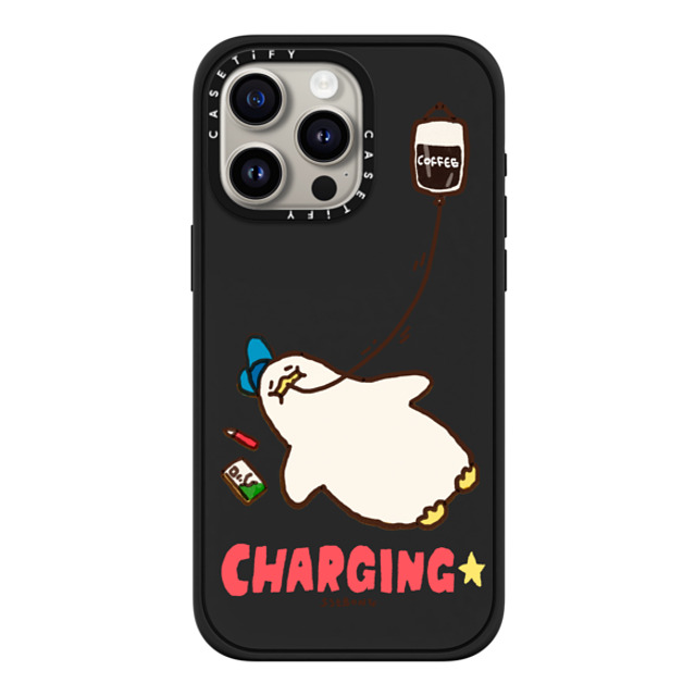 SSEBONG x CASETiFY iPhone 15 Pro Max ケース マットブラック インパクトケース MagSafe対応 CHARGING-