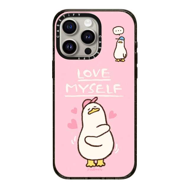 SSEBONG x CASETiFY iPhone 15 Pro Max ケース ブラック インパクトケース MagSafe対応 Love myself