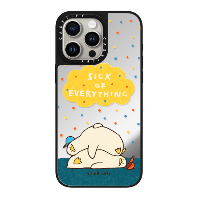 SSEBONG x CASETiFY iPhone 15 Pro Max ケース Silver on Black ミラーケース MagSafe対応 SICK OF EVERYTHING