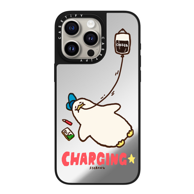 SSEBONG x CASETiFY iPhone 15 Pro Max ケース Silver on Black ミラーケース MagSafe対応 CHARGING-