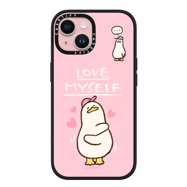 SSEBONG x CASETiFY iPhone 15 ケース マットブラック インパクトケース MagSafe対応 Love myself