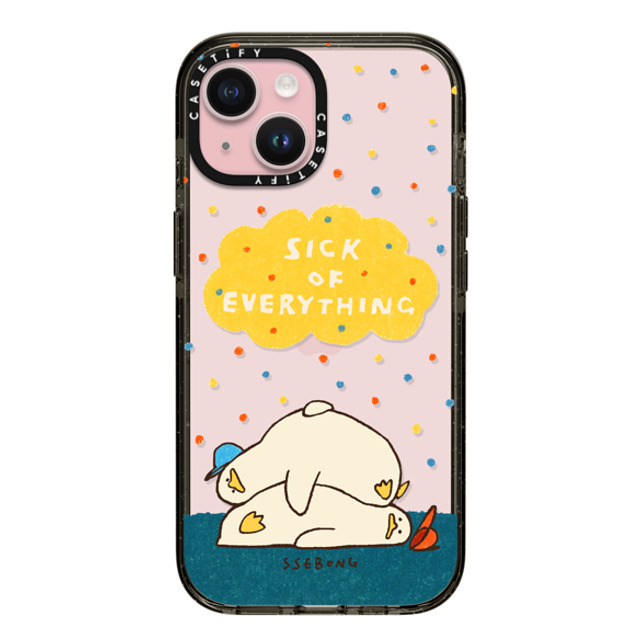 SSEBONG x CASETiFY iPhone 15 ケース ブラック インパクトケース SICK OF EVERYTHING