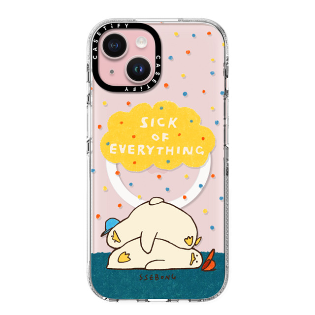 SSEBONG x CASETiFY iPhone 15 ケース クリア クリア ケース MagSafe対応 SICK OF EVERYTHING