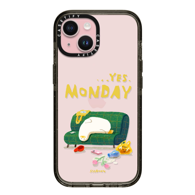 SSEBONG x CASETiFY iPhone 15 ケース ブラック インパクトケース MONDAY-