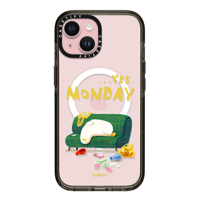 SSEBONG x CASETiFY iPhone 15 ケース ブラック インパクトケース MagSafe対応 MONDAY-