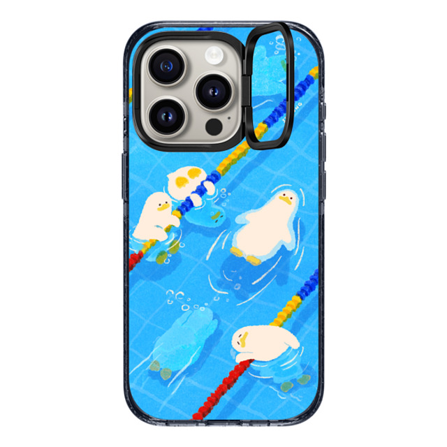 SSEBONG x CASETiFY iPhone 15 Pro ケース Classic Blue インパクトリングスタンドケース MagSafe対応 POOL time