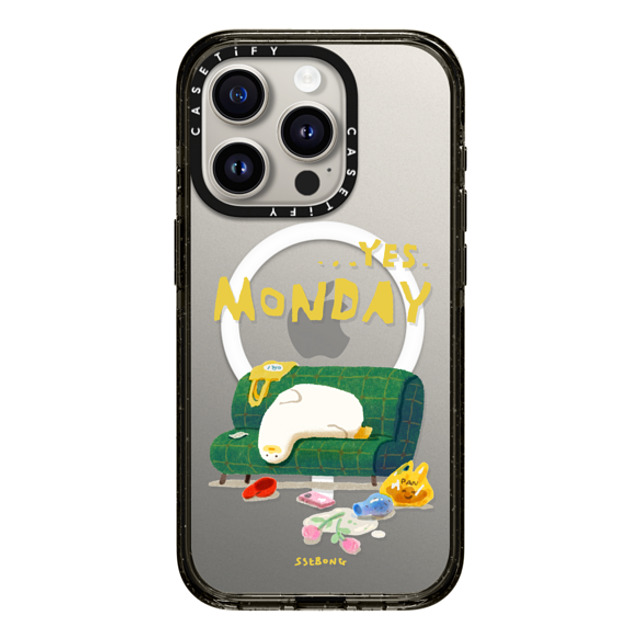 SSEBONG x CASETiFY iPhone 15 Pro ケース ブラック インパクトケース MagSafe対応 MONDAY-