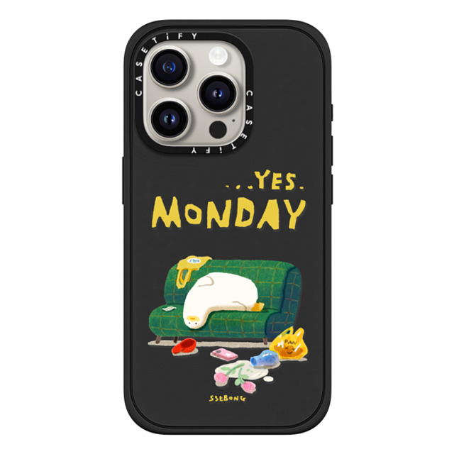 SSEBONG x CASETiFY iPhone 15 Pro ケース マットブラック インパクトケース MagSafe対応 MONDAY-