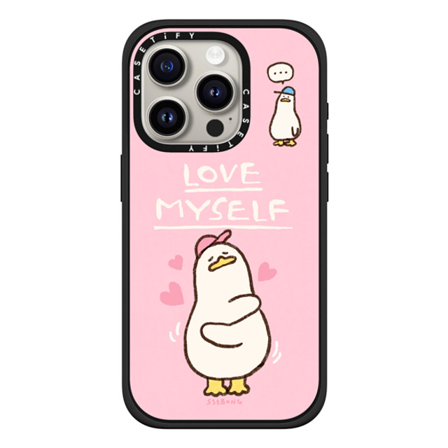 SSEBONG x CASETiFY iPhone 15 Pro ケース マットブラック インパクトケース MagSafe対応 Love myself