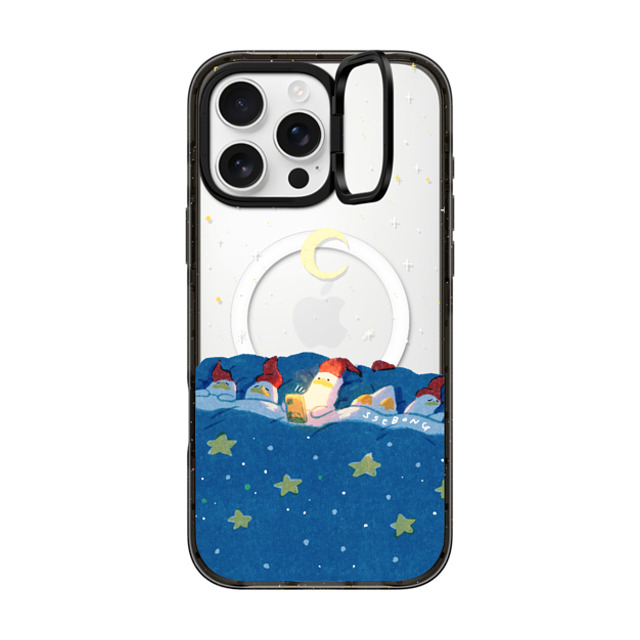 SSEBONG x CASETiFY iPhone 16 Pro Max ケース ブラック インパクトリングスタンドケース MagSafe対応 LATE NIGHT