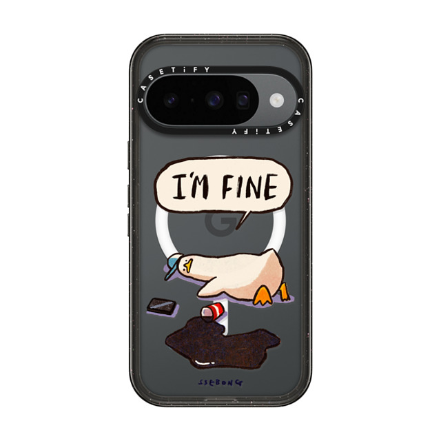 SSEBONG x CASETiFY Pixel 10 ケース Animal,Cartoon ブラック Impact Magnetic Case I'm fine