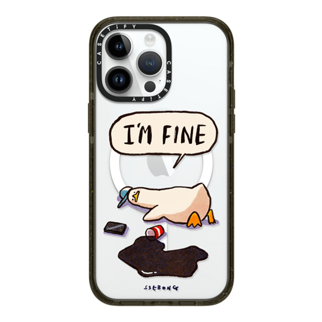 SSEBONG x CASETiFY iPhone 14 Pro Max ケース ブラック インパクトケース MagSafe対応 I'm fine