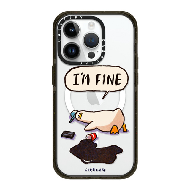 SSEBONG x CASETiFY iPhone 14 Pro ケース ブラック インパクトケース MagSafe対応 I'm fine