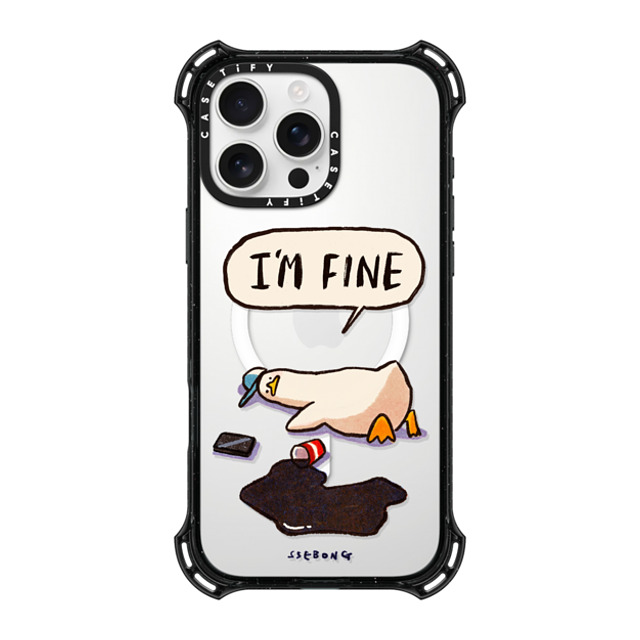 SSEBONG x CASETiFY iPhone 16 Pro Max ケース ブラック バウンスケース I'm fine