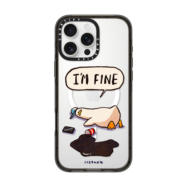 SSEBONG x CASETiFY iPhone 16 Pro Max ケース ブラック インパクトケース MagSafe対応 I'm fine