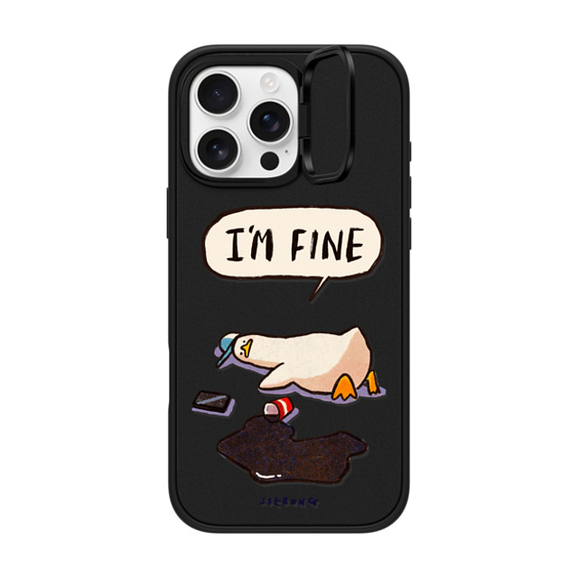 SSEBONG x CASETiFY iPhone 16 Pro Max ケース マットブラック インパクトリングスタンドケース MagSafe対応 I'm fine