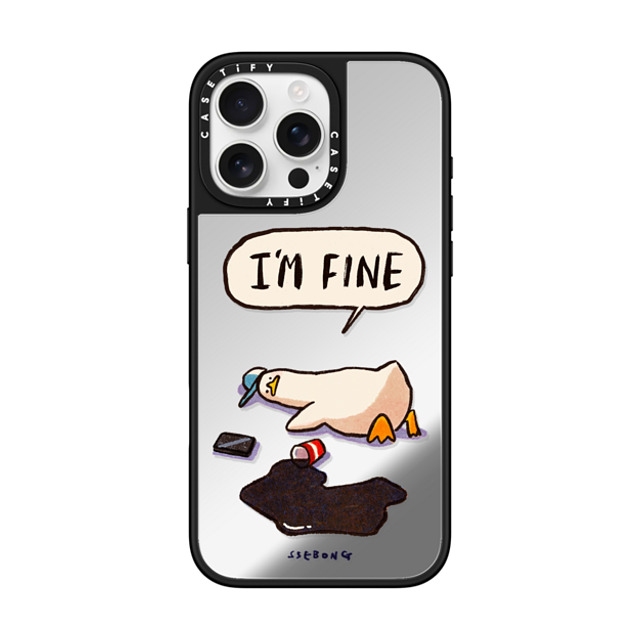 SSEBONG x CASETiFY iPhone 16 Pro Max ケース Silver on Black ミラーケース MagSafe対応 I'm fine