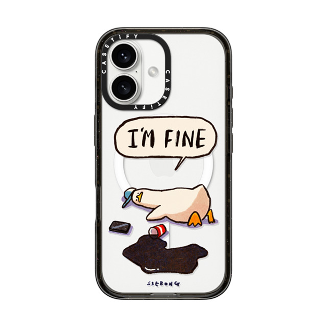 SSEBONG x CASETiFY iPhone 16 ケース ブラック インパクトケース MagSafe対応 I'm fine