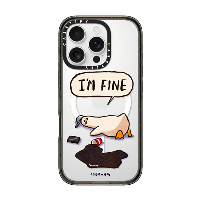 SSEBONG x CASETiFY iPhone 16 Pro ケース ブラック インパクトケース MagSafe対応 I'm fine