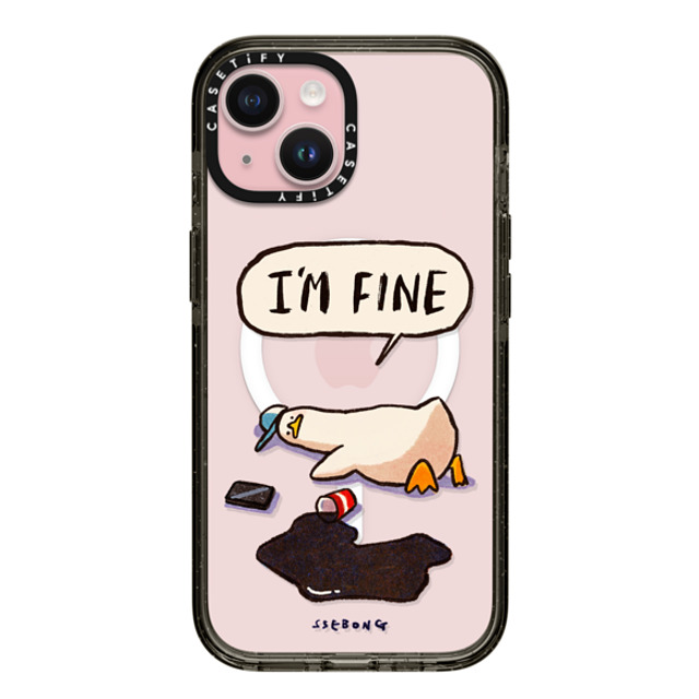 SSEBONG x CASETiFY iPhone 15 Case Animal,Cartoon Black Impact Case MagSafe Compatible I'm fine Mother's Day SSEBONG x CASETiFY iPhone 15 Case Animal,Cartoon Black Impact Case MagSafe Compatible I'm fine Mother's Day