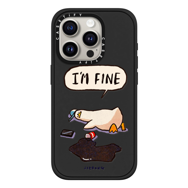 SSEBONG x CASETiFY iPhone 15 Pro ケース マットブラック インパクトケース MagSafe対応 I'm fine