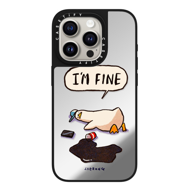 SSEBONG x CASETiFY iPhone 15 Pro Case Silver on Black ミラーケース MagSafe対応 I'm fine SSEBONG x CASETiFY iPhone 15 Pro Case Silver on Black ミラーケース MagSafe対応 I'm fine