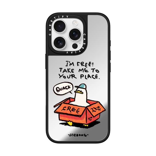 SSEBONG x CASETiFY iPhone 16 Pro ケース Animal,Cartoon Silver on Black ミラーケース MagSafe対応 I'm free Father's Day SSEBONG x CASETiFY iPhone 16 Pro ケース Animal,Cartoon Silver on Black ミラーケース MagSafe対応 I'm free Father's Day