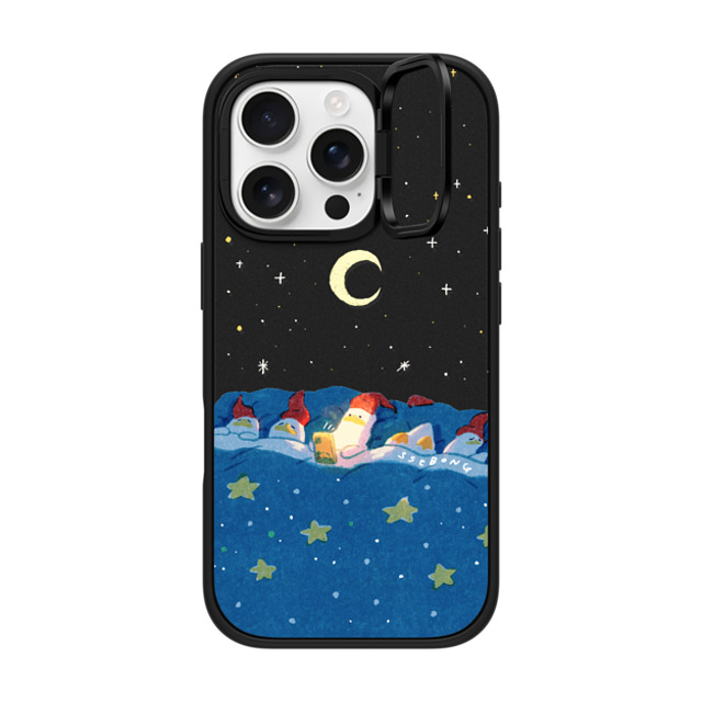 SSEBONG x CASETiFY iPhone 16 Pro ケース マットブラック インパクトリングスタンドケース MagSafe対応 LATE NIGHT