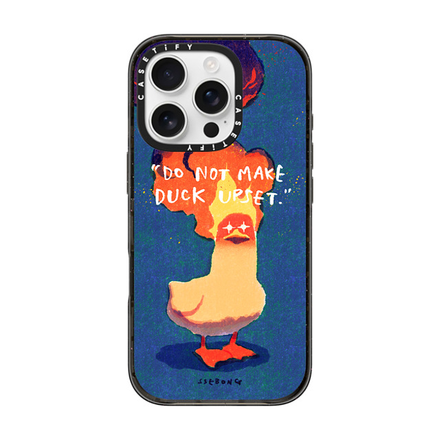 SSEBONG x CASETiFY iPhone 16 Pro ケース Animal,Cartoon ブラック インパクトケース Do not make DUCK upset Back to School SSEBONG x CASETiFY iPhone 16 Pro ケース Animal,Cartoon ブラック インパクトケース Do not make DUCK upset Back to School