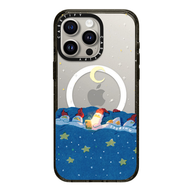 SSEBONG x CASETiFY iPhone 15 Pro Max ケース ブラック インパクトケース MagSafe対応 LATE NIGHT