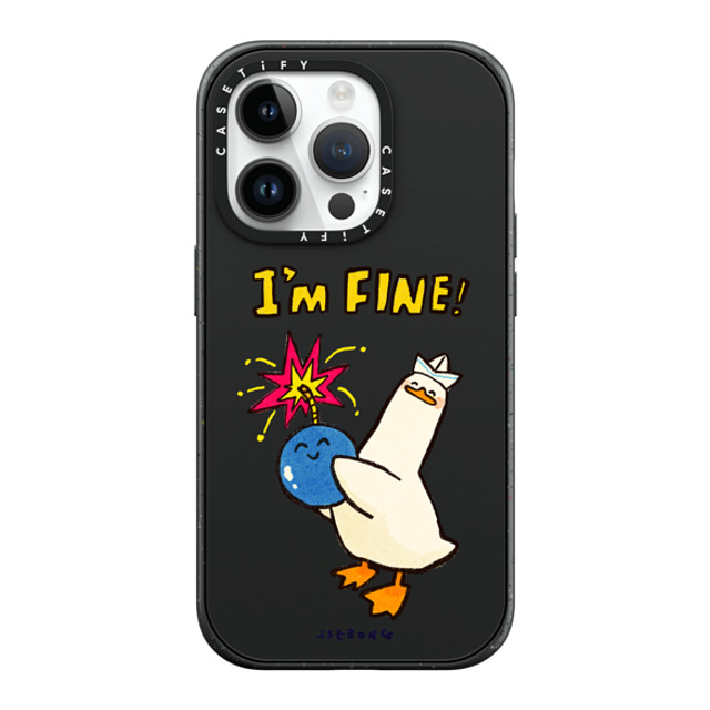 SSEBONG x CASETiFY iPhone 14 Pro ケース マットブラック インパクトケース MagSafe対応 I'm fine thank you and you?