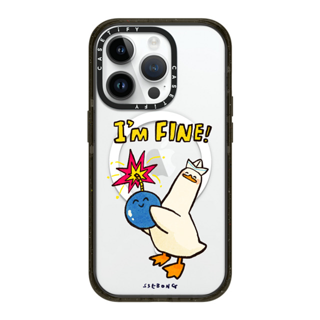 SSEBONG x CASETiFY iPhone 14 Pro ケース ブラック インパクトケース MagSafe対応 I'm fine thank you and you?