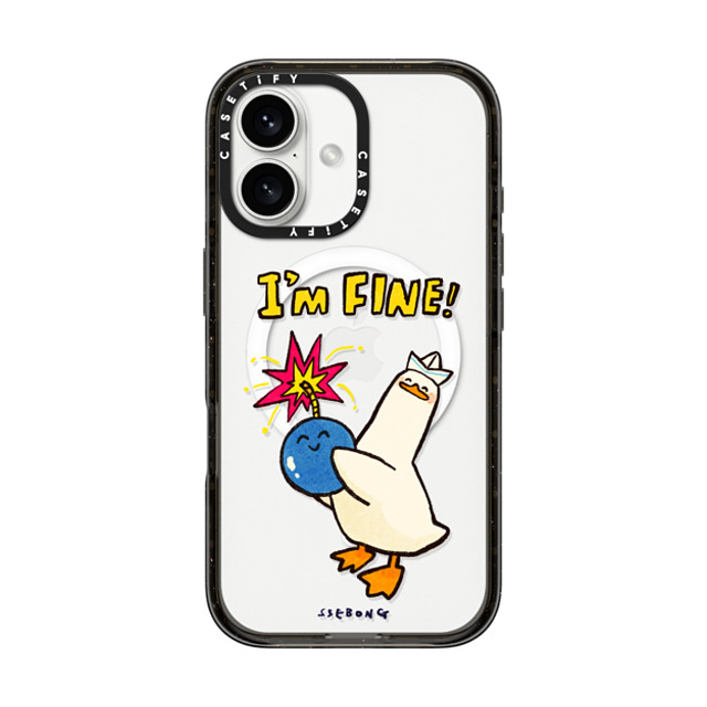 SSEBONG x CASETiFY iPhone 16 ケース ブラック インパクトケース MagSafe対応 I'm fine thank you and you?