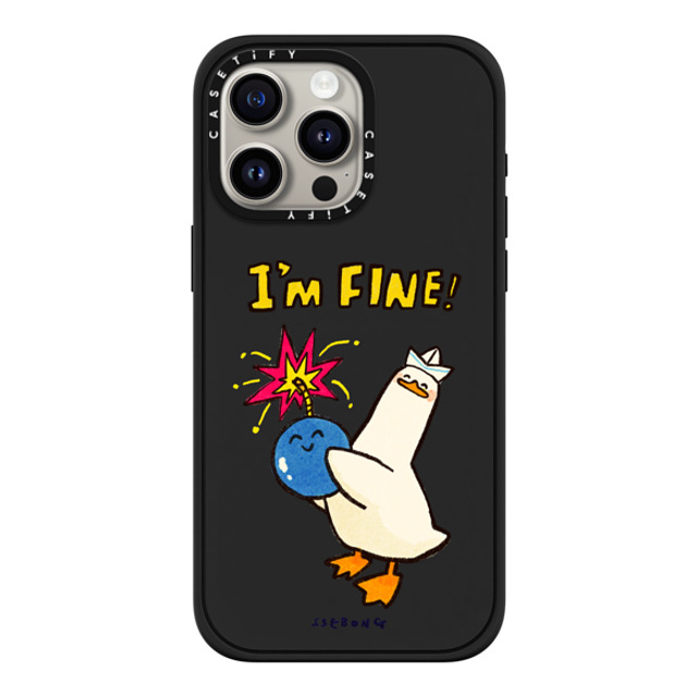 SSEBONG x CASETiFY iPhone 15 Pro Max ケース マットブラック インパクトケース MagSafe対応 I'm fine thank you and you?