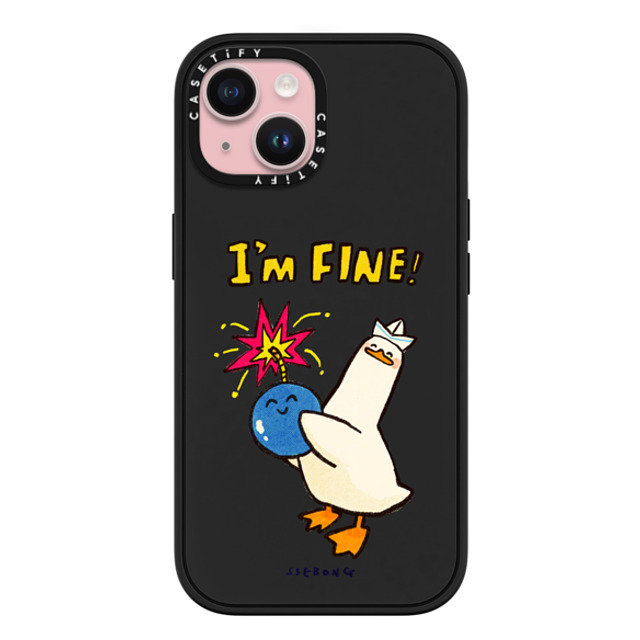 SSEBONG x CASETiFY iPhone 15 ケース マットブラック インパクトケース MagSafe対応 I'm fine thank you and you?