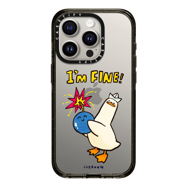 SSEBONG x CASETiFY iPhone 15 Pro ケース ブラック インパクトケース I'm fine thank you and you?