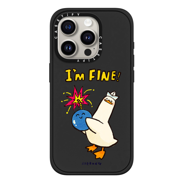 SSEBONG x CASETiFY iPhone 15 Pro ケース マットブラック インパクトケース MagSafe対応 I'm fine thank you and you?