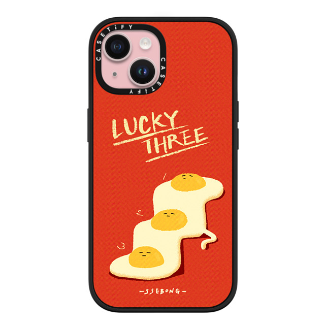 SSEBONG x CASETiFY iPhone 15 ケース マットブラック インパクトケース MagSafe対応 LUCKY THREE
