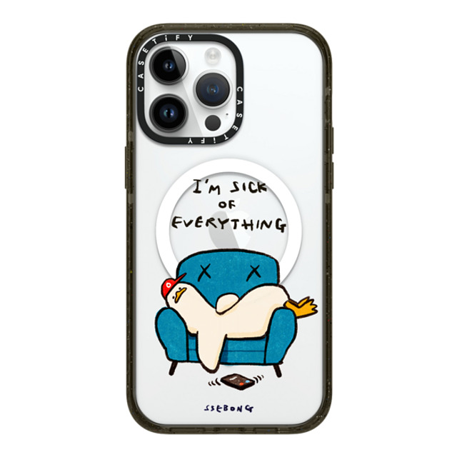 SSEBONG x CASETiFY iPhone 14 Pro Max ケース ブラック インパクトケース MagSafe対応 I'm sick of everything