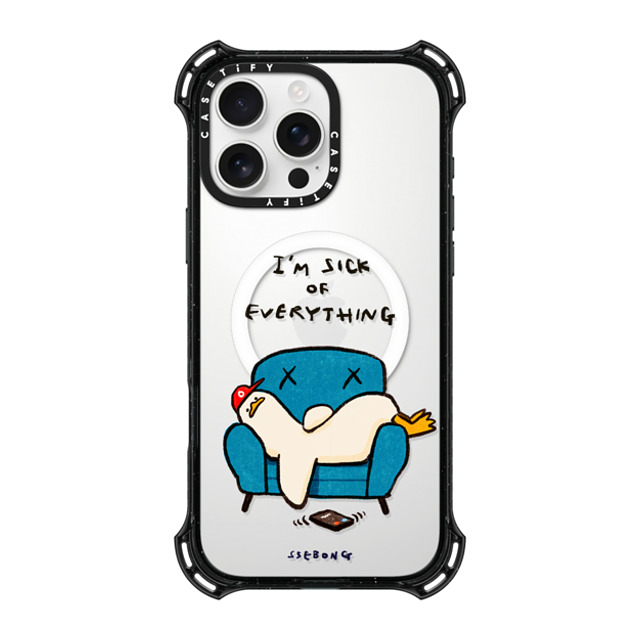 SSEBONG x CASETiFY iPhone 16 Pro Max ケース ブラック バウンスケース I'm sick of everything