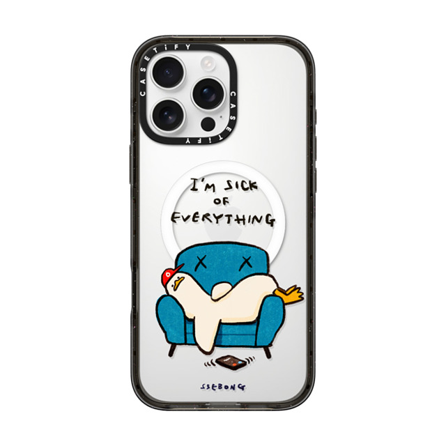 SSEBONG x CASETiFY iPhone 16 Pro Max ケース ブラック インパクトケース MagSafe対応 I'm sick of everything