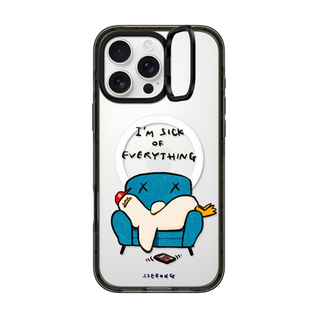 SSEBONG x CASETiFY iPhone 16 Pro Max ケース ブラック インパクトリングスタンドケース MagSafe対応 I'm sick of everything