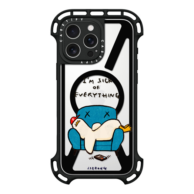 SSEBONG x CASETiFY iPhone 16 Pro Max ケース ブラック ウルトラ バウンスケース MagSafe対応 I'm sick of everything