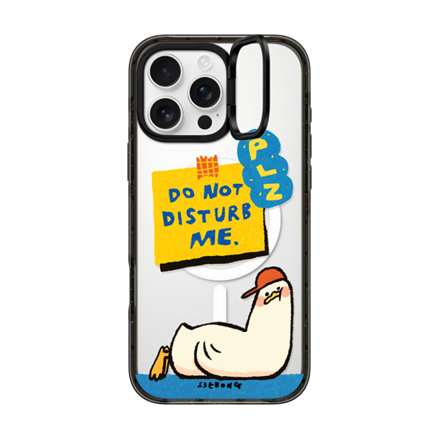 SSEBONG x CASETiFY iPhone 16 Pro Max ケース ブラック インパクトリングスタンドケース MagSafe対応 PLZ DO NOT DISTURB ME