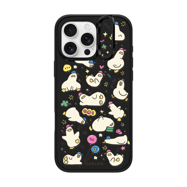 SSEBONG x CASETiFY iPhone 16 Pro Max ケース マットブラック インパクトリングスタンドケース MagSafe対応 DUCKS