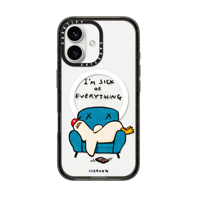 SSEBONG x CASETiFY iPhone 16 ケース ブラック インパクトケース MagSafe対応 I'm sick of everything