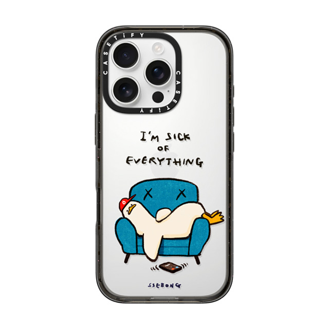 SSEBONG x CASETiFY iPhone 16 Pro ケース ブラック インパクトケース I'm sick of everything