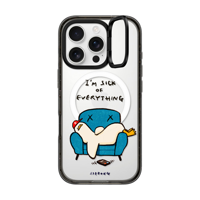 SSEBONG x CASETiFY iPhone 16 Pro ケース ブラック インパクトリングスタンドケース MagSafe対応 I'm sick of everything