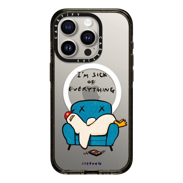 SSEBONG x CASETiFY iPhone 15 Pro ケース ブラック インパクトケース MagSafe対応 I'm sick of everything