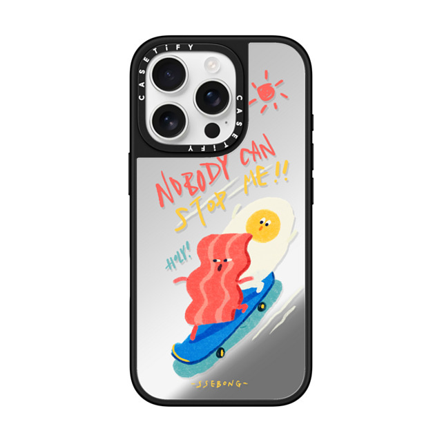 SSEBONG x CASETiFY iPhone 16 Pro ケース Animal,Cartoon Silver on Black ミラーケース MagSafe対応 Nobody can stop me!! Back to School SSEBONG x CASETiFY iPhone 16 Pro ケース Animal,Cartoon Silver on Black ミラーケース MagSafe対応 Nobody can stop me!! Back to School